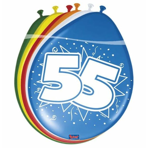 Ballon Verjaardag 55 jaar 30 cm (8 stuks)
