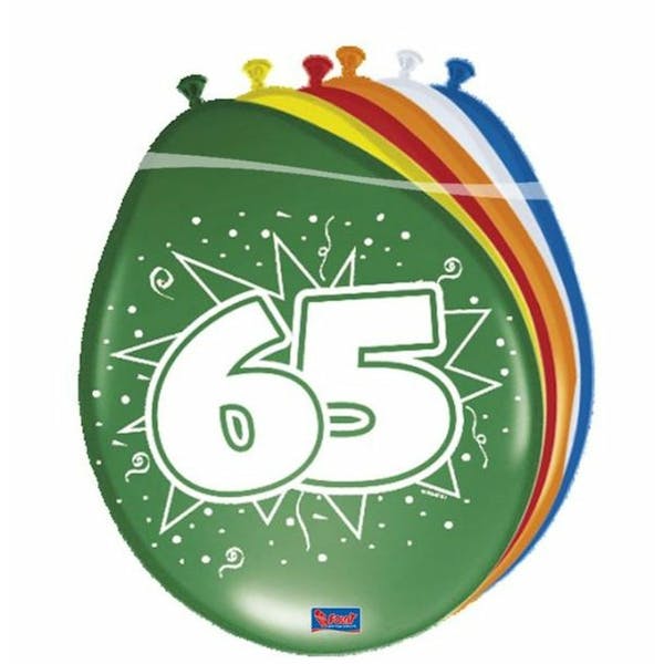 Ballon Verjaardag 65 jaar 30 cm (8 stuks)