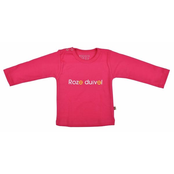 T-Shirt Roze Duivel Korte Mouw Maat 74/80