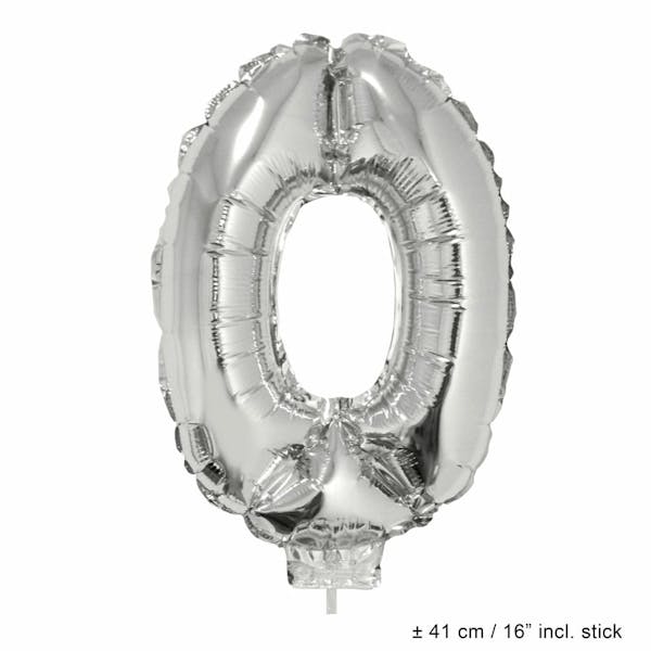 Helium Ballon Nummer 0 - Zilver - 41 Cm
