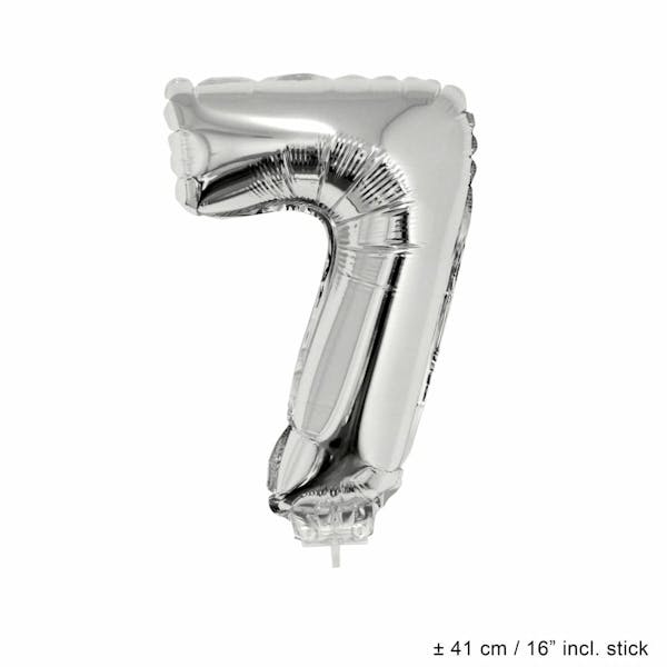 Helium Ballon Nummer 7 - Zilver - 41 Cm
