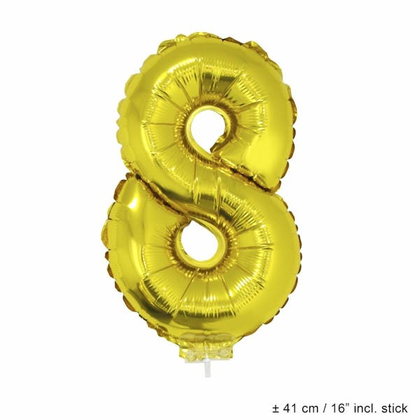 Helium Ballon Nummer 8 - Goud - 41 Cm