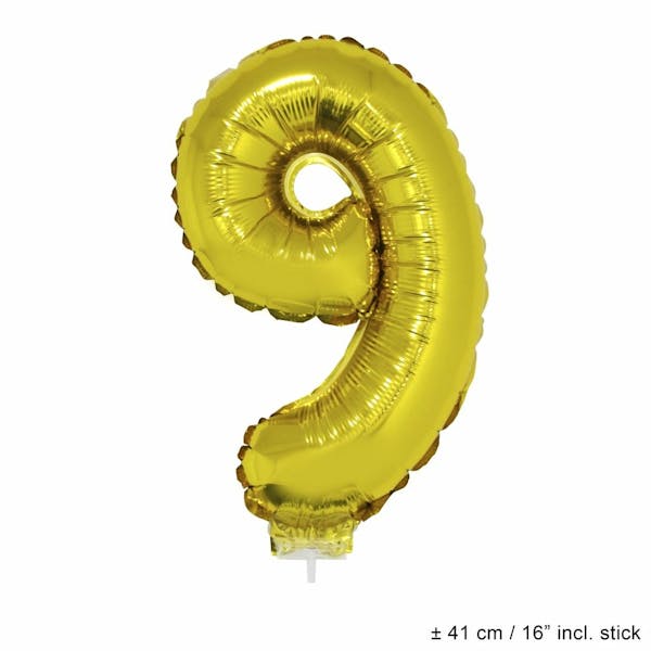 Helium Ballon Nummer 9 - Goud - 41 Cm