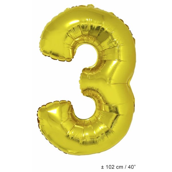 Helium Ballon Nummer 3 - Goud - 102 Cm