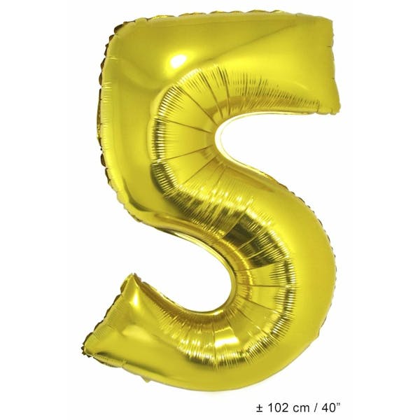 Helium Ballon Nummer 5 - Goud - 102 Cm