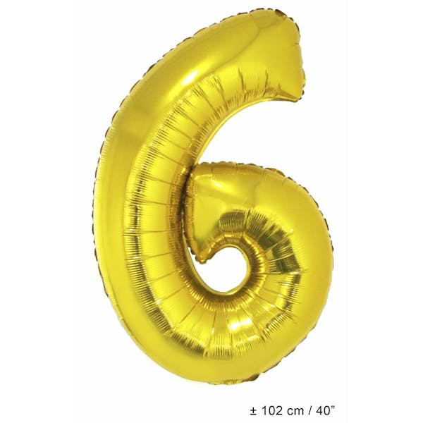 Helium Ballon Nummer 6 - Goud - 102 Cm