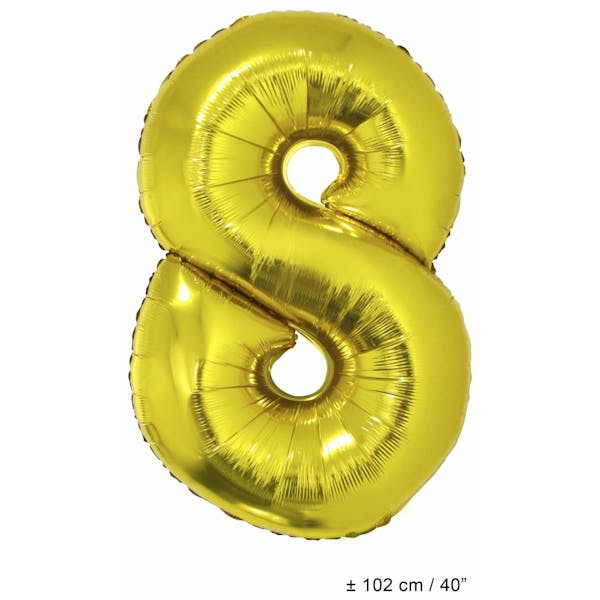 Helium Ballon Nummer 8 - Goud - 102 Cm