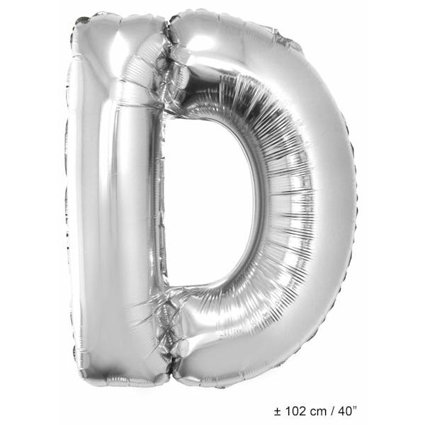 Helium Ballon Letter D - Zilver - 102 Cm
