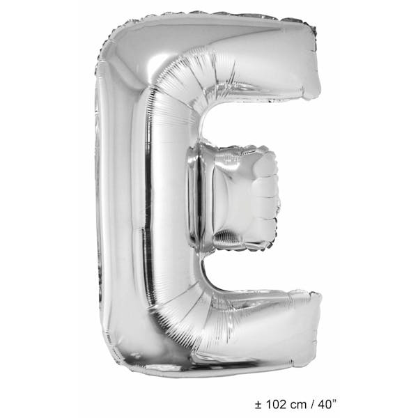 Helium Ballon Letter E - Zilver - 102 Cm