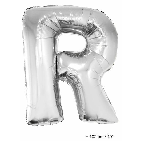 Helium Ballon Letter R - Zilver - 102 Cm