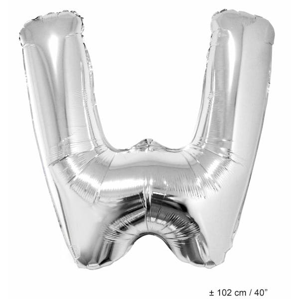 Helium Ballon Letter W - Zilver - 102 Cm