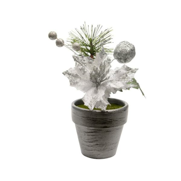 Poinsettia Fluweel Bloempot - Zilver