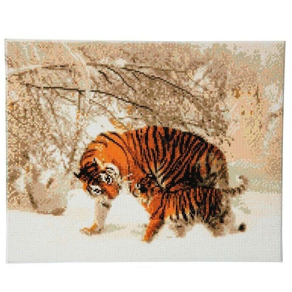 CRYSTAL ART PICTURE FRAME KIT 40x50CM WINTER TIGERS