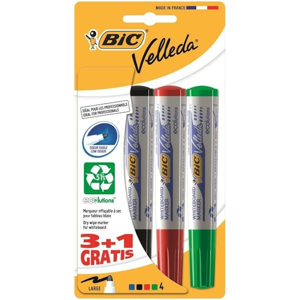 BIC Whiteboard Markers Velleda 3+1 Gratis
