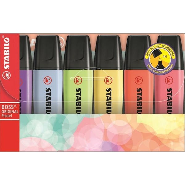 STABILO Markeerstift BOSS ORIGINAL Pastel - Etui 6 intense pastelkleuren