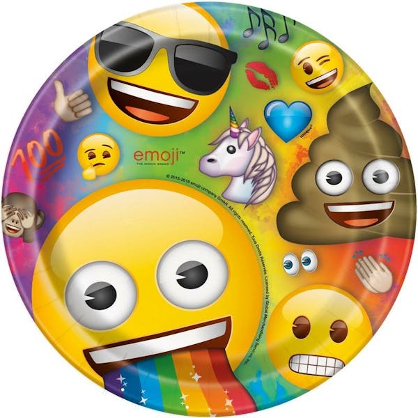 Bord Rainbow Fun Emoji 23 cm 8 stuks