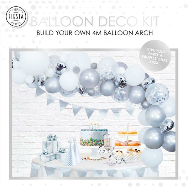 Ballonnenboog Deco Kit - Zilver/Wit
