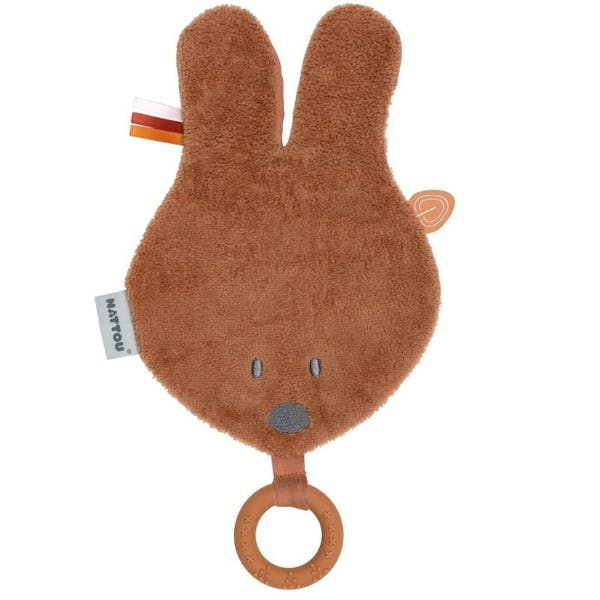 Natou Doudou Hoofd Bonnie Bunny Roest Met Silicone Ring
