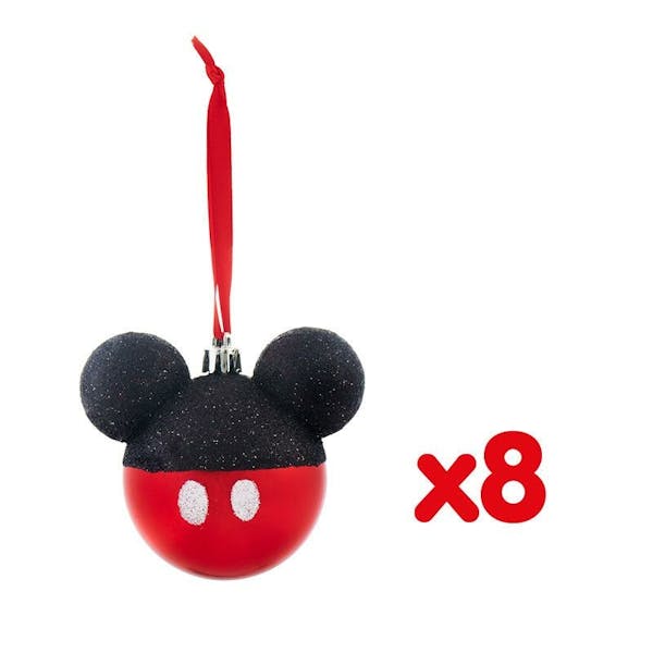 Bundel Kerstballen Mickey Met Pailletten - 7,5 Cm
