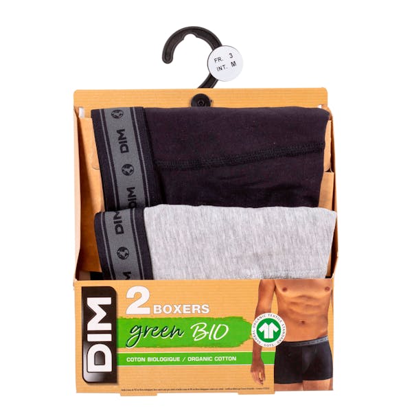 DIM GREEN BIO PACK 2 BOXERS GRIS/NOIR
